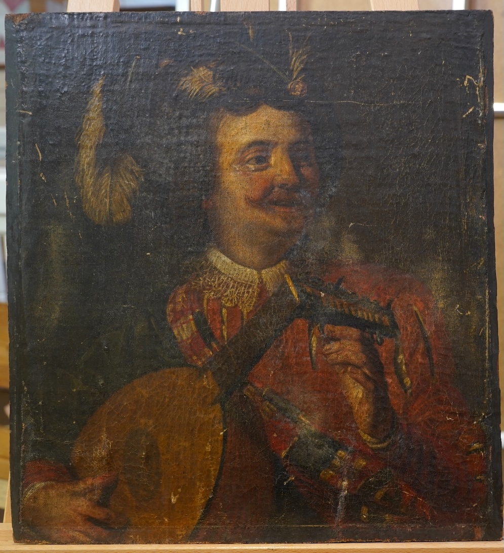 Dutch School, late 18th / early 19th century, A portrait of a musician playing a mandolin
